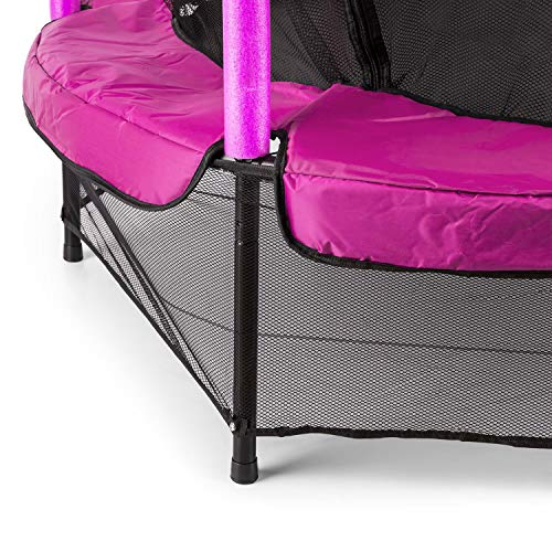 Klarfit-Rocketkid-Trampoline-adapt-au-Jardin-pour-Les-Enfants-de-Plus-de-3-Ans-Surface-de-Saut-de-140cm-Filet-de-scurit-Cordes-Charge-maximale-50-kg-Rebord-rembour-Rose-0-1