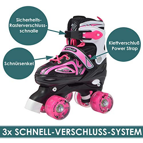 Apollo-Super-Quad-X-Pro-Patins--roulettes-LED-pour-Enfants-et-Adolescents-idal-pour-Les-dbutants-Patins--roulettes-Confortables-pour-Les-Filles-et-Les-garons-0-1
