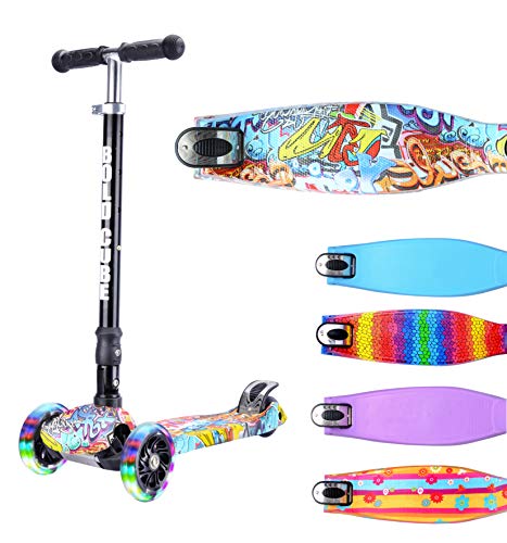 BOLDCUBE-Enfants-Trottinette--3-Roues-Idale-pour-Les-Enfants-de-5-Ans-et-Plus-Pliable-et-Poignes-Rglables-avec-Roues--Del-Lumineuses-Cadeaux-pour-Enfants-Anniversaire-et-Nol-0