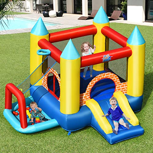 Costway-4-en-1-Chteau-Gonflable-pour-Enfants-avec-Toboggan30-Ballons-300x280x210CM-pour-3-Enfants-3-10-Ans-Capacit-Max-135KG-300x280x210CM-Pompe-Air-Non-Inclus-0-0