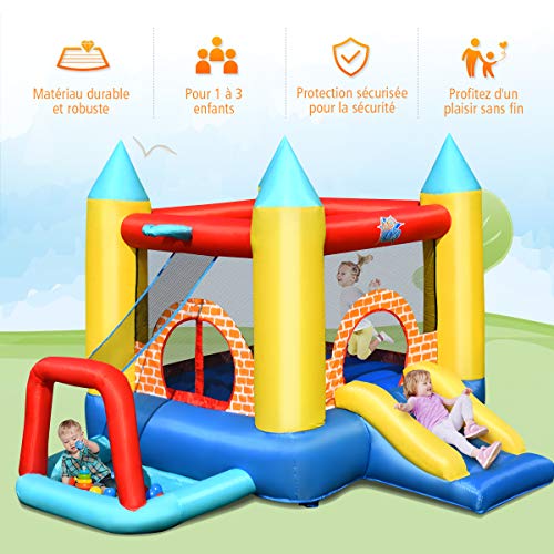 Costway-4-en-1-Chteau-Gonflable-pour-Enfants-avec-Toboggan30-Ballons-300x280x210CM-pour-3-Enfants-3-10-Ans-Capacit-Max-135KG-300x280x210CM-Pompe-Air-Non-Inclus-0-2