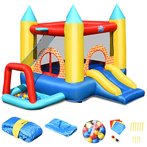 Costway-4-en-1-Chteau-Gonflable-pour-Enfants-avec-Toboggan30-Ballons-300x280x210CM-pour-3-Enfants-3-10-Ans-Capacit-Max-135KG-300x280x210CM-Pompe-Air-Non-Inclus-0