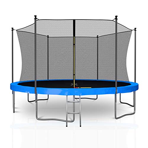Trampoline-de-Jardin-TUV-avec-Filet-intrieur-de-scurit-Echelle-et-Mousse-de-Protection--diamtre-13-FT-400-cm-6-perches-Couleurs-au-Choix-0