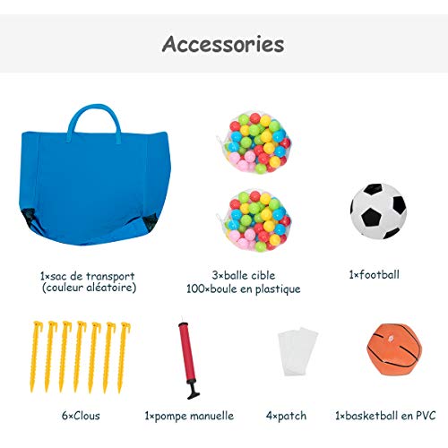 COSTWAY-Chteau-Gonflable-Aire-de-Jeux-en-Nylon-et-Oxford-avec-Toboggan-Panier-Boules-et-Sac-pour-Enfants-380-x-305-x-215-CM-0-0