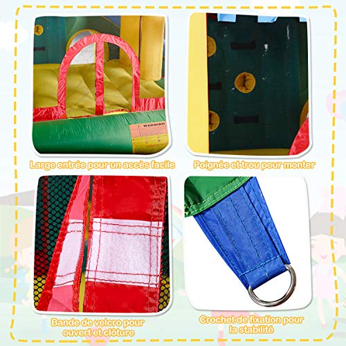 GOPLUS-Aire-De-Jeu-Grand-Chteau-Gonflable-pour-Enfants-avec-50pcs-Couleur-Ocan-Balle-Toboggan-Filet-de-Protection-Autour-pour-Enfant-de-3--10-Ans-300-x-300-x-210-CM-Multicolore-0-0