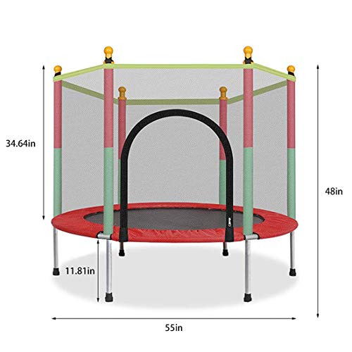 Intrieur-Jardin-Extrieur-Enfants-Trampolines-3-12-Ans-Trampoline-Enfant-avec-Enclosure-Net-Tapis-De-Saut-Et-La-Scurit-Rembourrage-Cover-Printemps-Meilleure-Bounce-Bounce-Basketball-JumpRouge-0-2