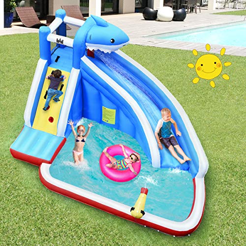 Costway-Chteau-Gonflable-pour-4-Enfants-4-12-Ans-avec-TobogganMur-dEscaladePiscine-pour-EnfantKit-de-Rparation-Piquet-Tuyau-Charge-Max-120KG-Extrieur-Souffleur-Non-Inclus-0-0