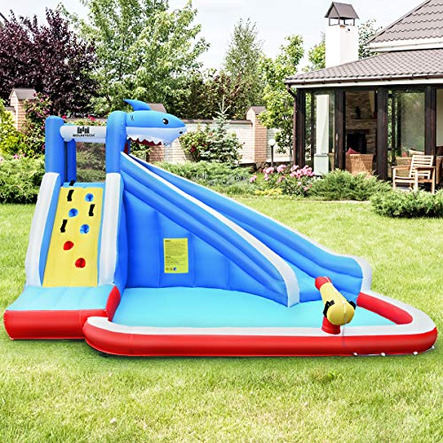 Costway-Chteau-Gonflable-pour-4-Enfants-4-12-Ans-avec-TobogganMur-dEscaladePiscine-pour-EnfantKit-de-Rparation-Piquet-Tuyau-Charge-Max-120KG-Extrieur-Souffleur-Non-Inclus-0-2