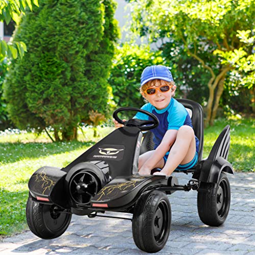 Costway-Kart--Pdale-pour-Enfants-Go-Kart-avec-Sige-Ajustable-Design-CoolFrein--Main-Levier-AjustableRoues-avec-Boues-en-Forme-dAiles-Kart-pour-Intrieur-ou-Extrieur-3-8-Ans-0-1