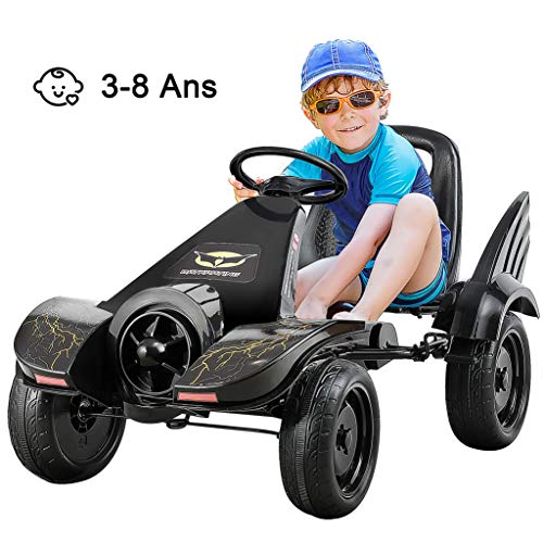 Costway-Kart--Pdale-pour-Enfants-Go-Kart-avec-Sige-Ajustable-Design-CoolFrein--Main-Levier-AjustableRoues-avec-Boues-en-Forme-dAiles-Kart-pour-Intrieur-ou-Extrieur-3-8-Ans-0