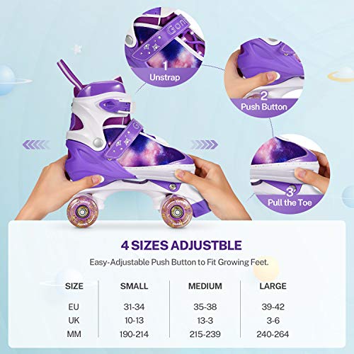Gonex-Patins--roulettes-Rglables-Taille-31-42Roller-Quad-Respirant-et-Confortable-avec-Roues-Allumes-pour-Dbutants-Filles-Femmes-Enfants-0-2