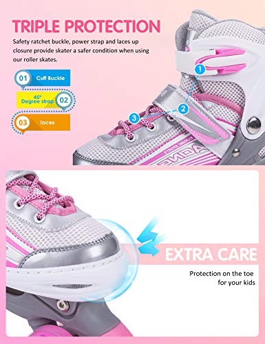 Kuxuan-Saya-Patins--Roulettes-pour-Enfants-Fille-Rglables-Roller-Enfants-Quad-4-Roues-avec-Lumineuses-pour-Filles-et-Femmes-0-0