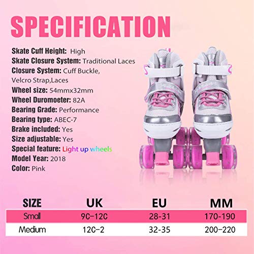Kuxuan-Saya-Patins--Roulettes-pour-Enfants-Fille-Rglables-Roller-Enfants-Quad-4-Roues-avec-Lumineuses-pour-Filles-et-Femmes-0-1