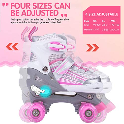 Kuxuan-Saya-Patins--Roulettes-pour-Enfants-Fille-Rglables-Roller-Enfants-Quad-4-Roues-avec-Lumineuses-pour-Filles-et-Femmes-0-2