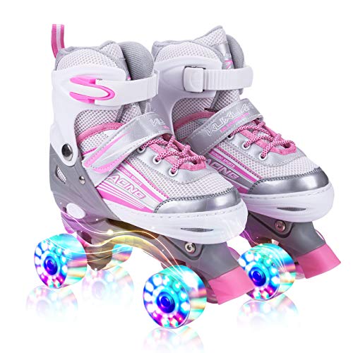 Kuxuan-Saya-Patins--Roulettes-pour-Enfants-Fille-Rglables-Roller-Enfants-Quad-4-Roues-avec-Lumineuses-pour-Filles-et-Femmes-0