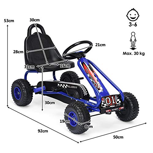 Costway-Kart--Pdales-Vlo-et-Vhicule-pour-Enfants-Sige-Rglable-avec-Frein--Main-pour-lExtrieur-Garons-et-Filles-3-6-Ans-0-0