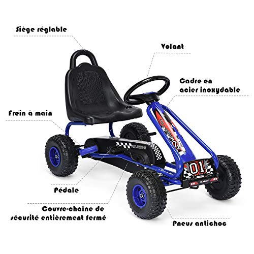 Costway-Kart--Pdales-Vlo-et-Vhicule-pour-Enfants-Sige-Rglable-avec-Frein--Main-pour-lExtrieur-Garons-et-Filles-3-6-Ans-0-2