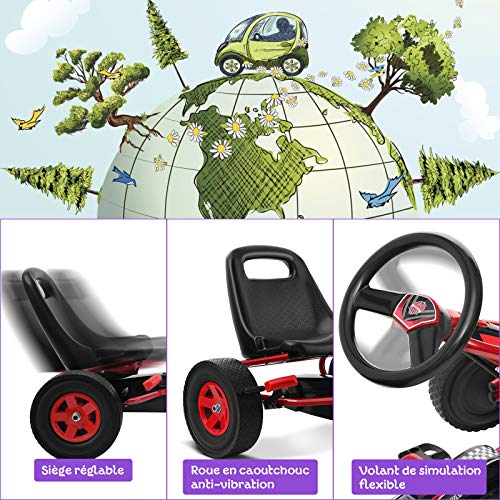 GOPLUS-Kart--Pdales-Enfants-Sige-RglableAvancer-et-Reculer-avec-Embrayage-et-Frein-Pdales-Antidrapantes-4-Roues-en-Caoutchouc-et-Plastique-Vlos-et-Vhicules-pour-Enfants-3-8-Ans-0-0