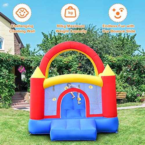 Costway-Chteau-Gonflable-pour-Enfants-Murs-en-Maille-des-3-Cts-500x200x200CM-pour-Enfants-3-6Ans-Capacit-Max-80KG-avec-2-ToboggansGrand-Mur-dEscalade-Souffleur-Non-Inclus-0-2