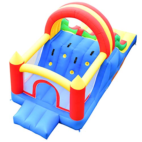 Costway-Chteau-Gonflable-pour-Enfants-Murs-en-Maille-des-3-Cts-500x200x200CM-pour-Enfants-3-6Ans-Capacit-Max-80KG-avec-2-ToboggansGrand-Mur-dEscalade-Souffleur-Non-Inclus-0
