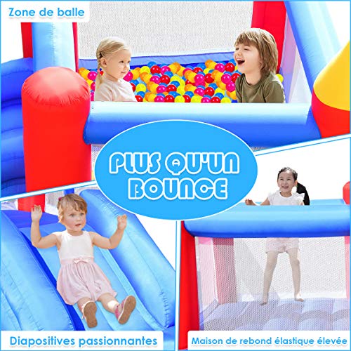 Costway-Chteau-Gonflable-pour-Enfants-avec-Zone-de-Saut-Murs-en-Maille-des-4-Cts-300x200x200CM-pour-3-Enfants-3-Ans-Capacit-Max-50KG-Souffleur-Non-Inclus-0-0