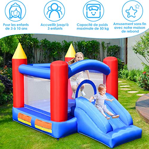 Costway-Chteau-Gonflable-pour-Enfants-avec-Zone-de-Saut-Murs-en-Maille-des-4-Cts-300x200x200CM-pour-3-Enfants-3-Ans-Capacit-Max-50KG-Souffleur-Non-Inclus-0-1