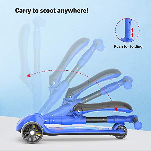 M-MEGAWHEELS-Trottinette-Pliable-Trottinette-avec-3-Roues--LED-Patinette-Plateau-Antidrapante-pour-Les-Dbutants-Charge-Maximale-60KG-0-1
