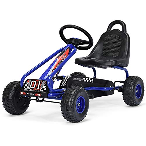 DREAMADE-Kart--Pdale-EnfantGo-Kart-dExtrieur-avec-Charge-Maximale-30KGSige-RglableFreinEmbrayage4-Roues-pour-3-5-Ans-EnfantsFillesGarons-0-1