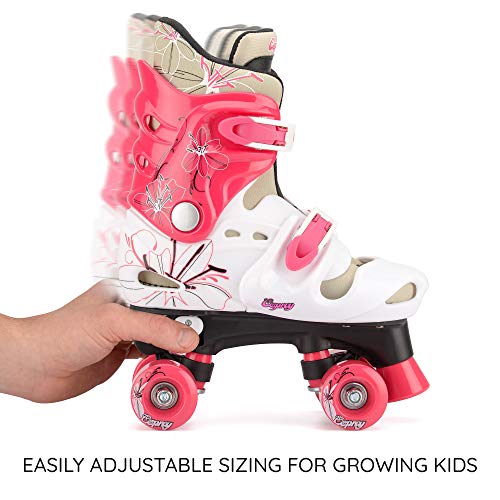 Osprey-Les-Beaux-Patins--Roulettes-Pour-Fille-Dbutante-Le-Roller-Enfants-Quad-4-Roues-Idal-avec-Taille-Ajustable-Fixations-Matelasses-Sr-Rapide-et-Confortables-Couleur-Violet-Rose-Dispo-0-1