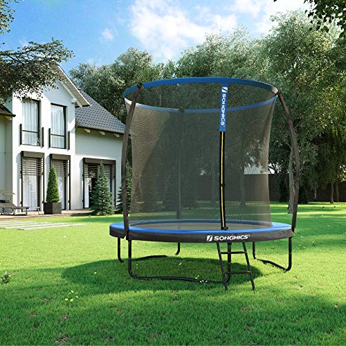SONGMICS-Trampoline-de-Jardin-Rond-de-244-cm-de-diamtre-avec-Filet-de-scurit-chelle-et-Barres-rembourres-Housse-de-scurit-test-TV-de-Rhnanie-sr-extrieur-Noir-Bleu-STR8BK-0-1