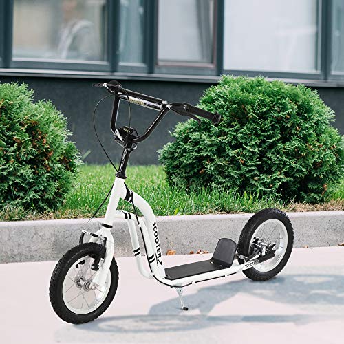 Homcom-Trottinette-Patinette-pour-Enfants-Plus-de-5-Ans-Grands-Pneus-Guidon-Rglable-2-Freins-Contrls-par-Poigne-Bquille-Latrale-120-x-58-x-80-85-cm-0-0