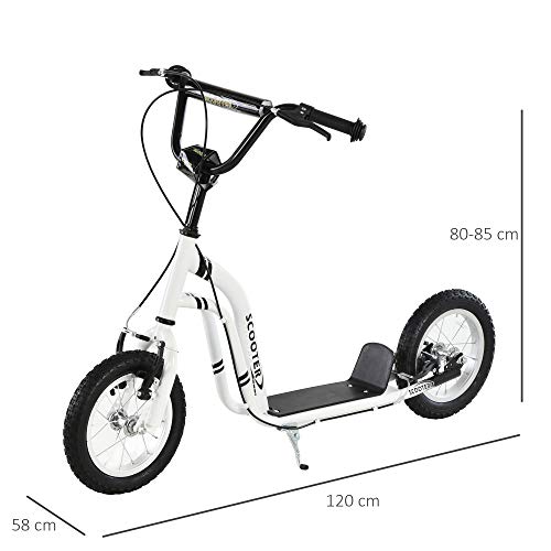 Homcom-Trottinette-Patinette-pour-Enfants-Plus-de-5-Ans-Grands-Pneus-Guidon-Rglable-2-Freins-Contrls-par-Poigne-Bquille-Latrale-120-x-58-x-80-85-cm-0-1