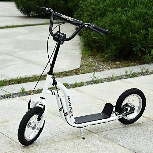 Homcom-Trottinette-Patinette-pour-Enfants-Plus-de-5-Ans-Grands-Pneus-Guidon-Rglable-2-Freins-Contrls-par-Poigne-Bquille-Latrale-120-x-58-x-80-85-cm-0-2