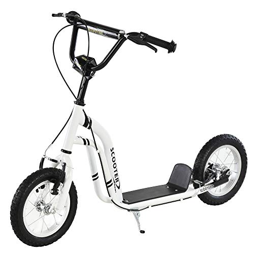 Homcom-Trottinette-Patinette-pour-Enfants-Plus-de-5-Ans-Grands-Pneus-Guidon-Rglable-2-Freins-Contrls-par-Poigne-Bquille-Latrale-120-x-58-x-80-85-cm-0