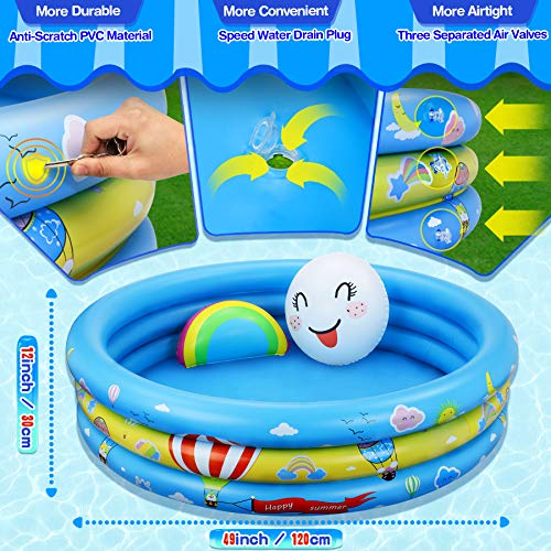Jojoin-Pataugeoire-Gonflable-Piscine-pour-Enfants-avec-jouet-de-Piscine-Gonflable-arc-en-ciel-Piscine-deau-pour-Enfants-intrieur-et-extrieur-120-cm-30-cm-0-2