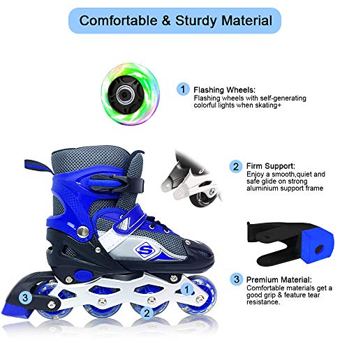 HHD-Rollers-en-Ligne-pour-EnfantAdos-avec-roulettes-Clignotantes-Patins--roulettes-Alignes-Taille-Rglable-et-Confortables-Stylish-Design-Beginner-Roller-Skates-0-1