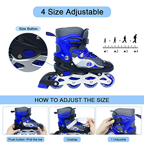 HHD-Rollers-en-Ligne-pour-EnfantAdos-avec-roulettes-Clignotantes-Patins--roulettes-Alignes-Taille-Rglable-et-Confortables-Stylish-Design-Beginner-Roller-Skates-0-2
