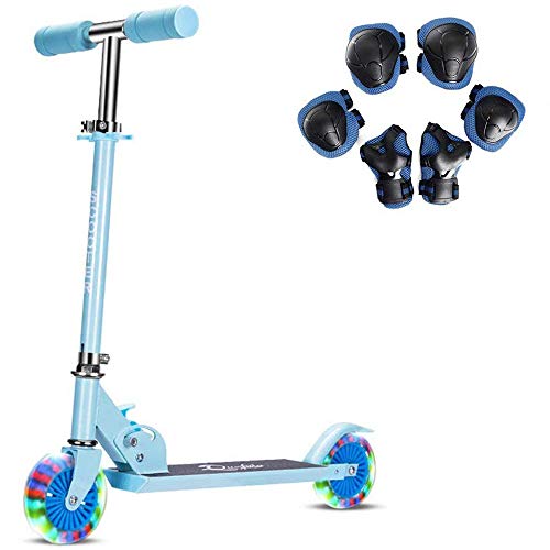 Ccfoud-Trottinette-2-Roues-pour-Enfant-Guidon-Ajustable-sur-3-Niveaux-Roues-Lumineuses--LED-avec-quipement-de-Protection-Ds-6-Ans-0