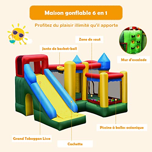 Costway-Chteau-Gonflable-pour-Enfants-avec-Toboggan-Aire-de-Saut-Mur-dEscalade-Panier-de-Basketball-Sac-de-Transport-et-Kit-de-Rparation-Inclus-Convient-pour-Enfants-3-10-Ans-0-2