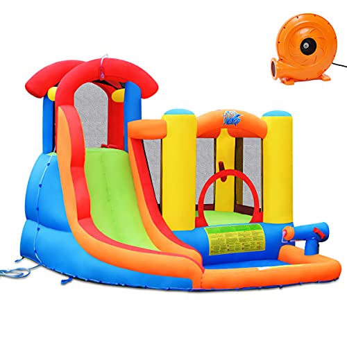DREAMADE-Chteau-Gonflable-pour-Enfants-Aire-de-Jeux-Gonflable-avec-Zone-de-Saut-Toboggan-Aquatique-Mur-dEscalade-Piscine-pour-Enfants-3-10-Ans-Capacit-de-Charge-Max-135KG-Gonfleur-Inclus-0-0