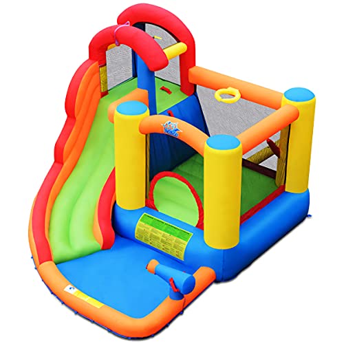 DREAMADE-Chteau-Gonflable-pour-Enfants-Aire-de-Jeux-Gonflable-avec-Zone-de-Saut-Toboggan-Aquatique-Mur-dEscalade-Piscine-pour-Enfants-3-10-Ans-Capacit-de-Charge-Max-135KG-Gonfleur-Inclus-0-2