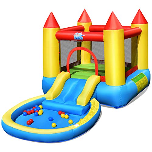 Costway-Chteau-Gonflable-avec-Toboggan-AquatiqueAire-de-SautPiscine--Boules-Convient-pour-2-Enfants-de-3--5-Ans-Capacit-de-Charge-Max-68-kg-365x200x190CM-Pompe-Air-lectrique-Non-Inclus-0