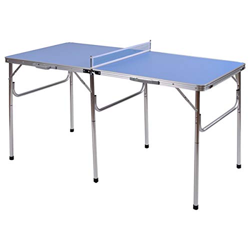 Costway-Mini-Table-de-Ping-Pong-Pliable-Portable-Tennis-de-Table-avec-2-Raquettes-et-2-Balle-pour-Extrieur-et-Intrieur-152-4-x-76-2-x-76-2-cm-Bleu-0-1