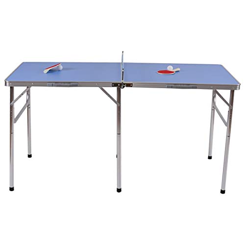 Costway-Mini-Table-de-Ping-Pong-Pliable-Portable-Tennis-de-Table-avec-2-Raquettes-et-2-Balle-pour-Extrieur-et-Intrieur-152-4-x-76-2-x-76-2-cm-Bleu-0-2
