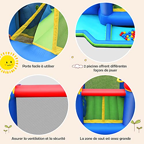 GOPLUS-Chteau-Gonflable-Aire-de-Jeux-Aquatique-Gonflable-avec-Zone-de-SautCanons--Eau-et-Toboggan-pour-Les-Enfants-de-3--8-AnsToboggan-Double-Jusqu-90KGSouffleur-400-450W-Inclus-0-2