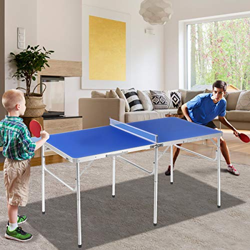 GOPLUS-Table-de-Ping-Pong-Pliable-avec-2-Balles-et-2-Raquettes-Exercice-dAdulte-et-Enfant-Idal-pour-Extrieur-et-Intrieur-Transport-et-Assemblage-Faciles-1524-x-762-x-762CM-Bleu-0-1