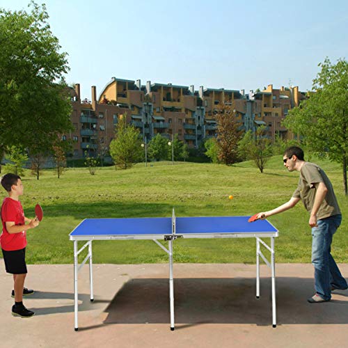 GOPLUS-Table-de-Ping-Pong-Pliable-avec-2-Balles-et-2-Raquettes-Exercice-dAdulte-et-Enfant-Idal-pour-Extrieur-et-Intrieur-Transport-et-Assemblage-Faciles-1524-x-762-x-762CM-Bleu-0-2