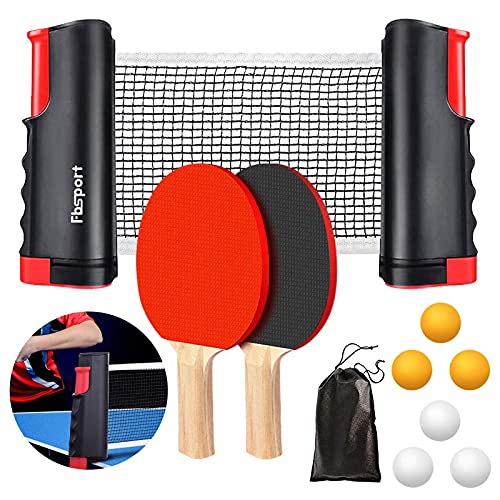 FBSPORT-Raquette-de-Ping-Pong-avec-2-Raquettes-de-Tennis-de-Table-1-Filet-Rtractable-6-Balles-de-Ping-Pong-1-Sac-de-Transport-pour-Entraneurs-Adultes-Enfants-Intrieur-Extrieur-0