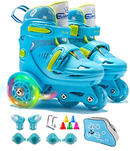 SVYHUOK-Patins--roulettes-rglables-avec-roues-lumineuses-Taille-5-Sac-cadeau-Pour-enfants-de-3--9-ans-0