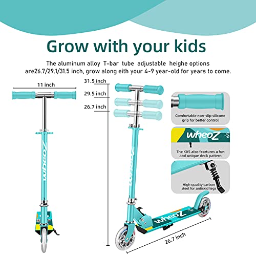 wheoZ-Trottinette-pour-Enfants-Pliable-avec-2-Roues-Lumineuses-3-Hauteur-Guidon-rglable-alu-3-8-Ans-Jusqu-110lbs-0-0